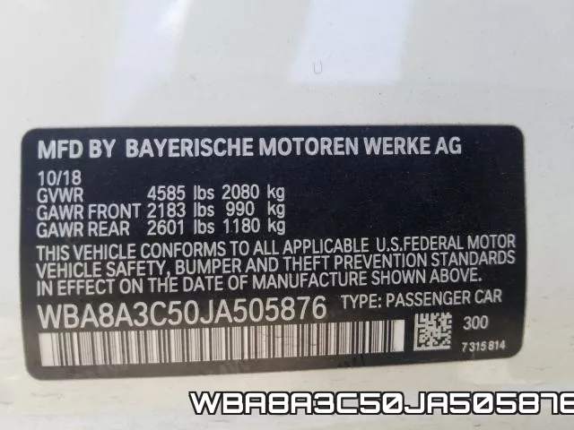 WBA8A3C50JA505876 фото 2