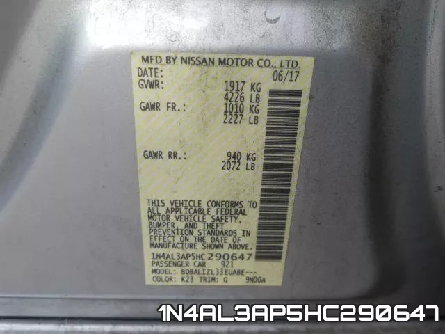 1N4AL3AP5HC290647 фото 2