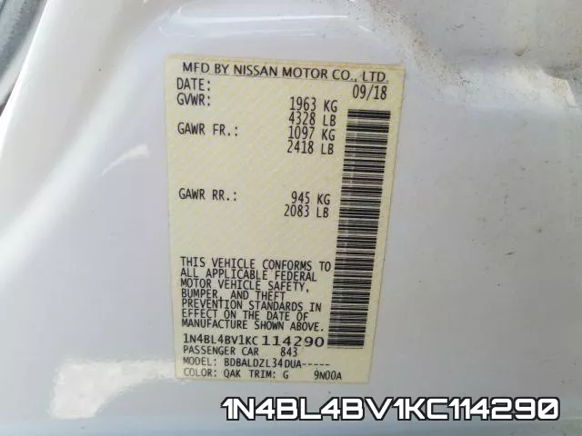 1N4BL4BV1KC114290 фото 2