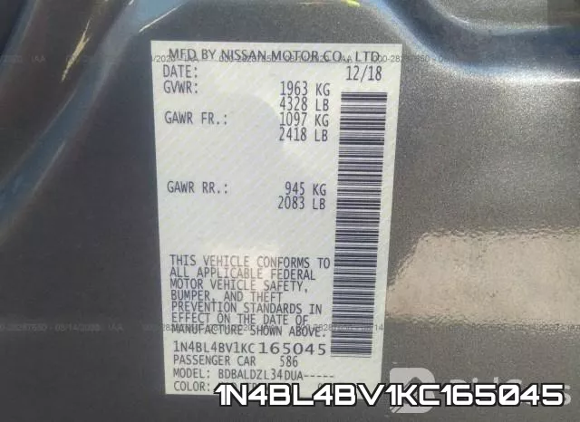 1N4BL4BV1KC165045 фото 10