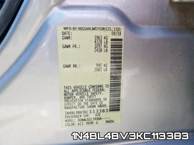 1N4BL4BV3KC113383 фото 2
