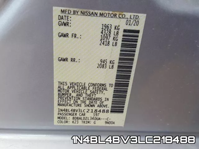1N4BL4BV3LC218488 фото 2
