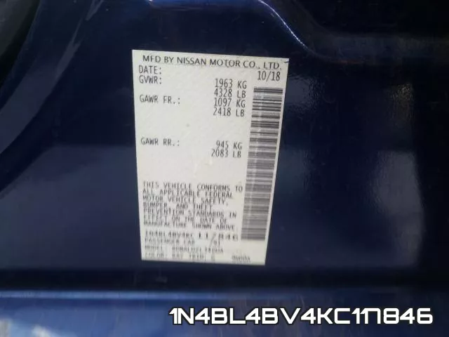 1N4BL4BV4KC117846 фото 2
