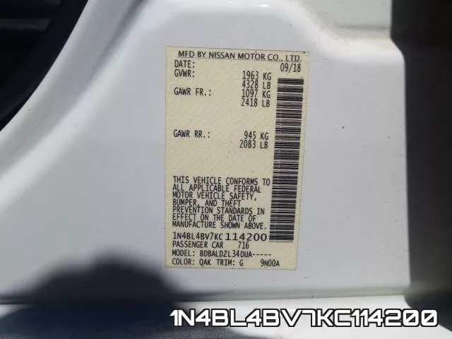 1N4BL4BV7KC114200 фото 2