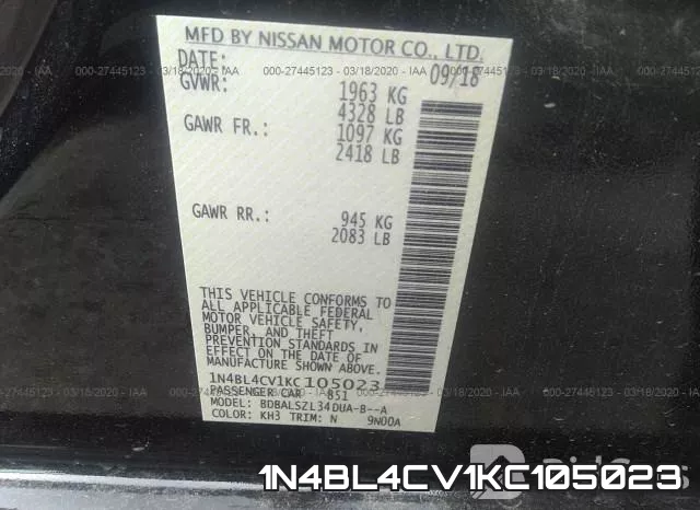 1N4BL4CV1KC105023 фото 10