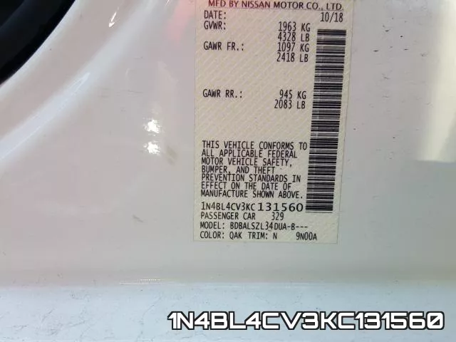 1N4BL4CV3KC131560 фото 2