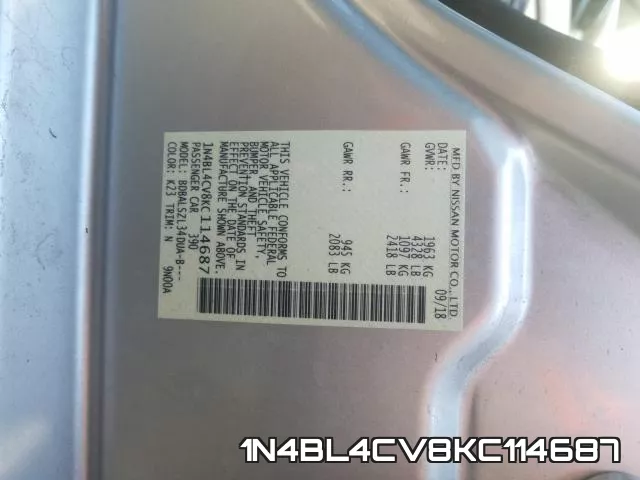1N4BL4CV8KC114687 фото 2