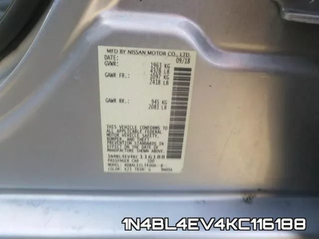 1N4BL4EV4KC116188 фото 2