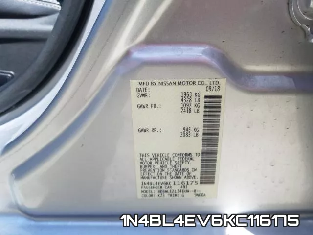 1N4BL4EV6KC116175 фото 2