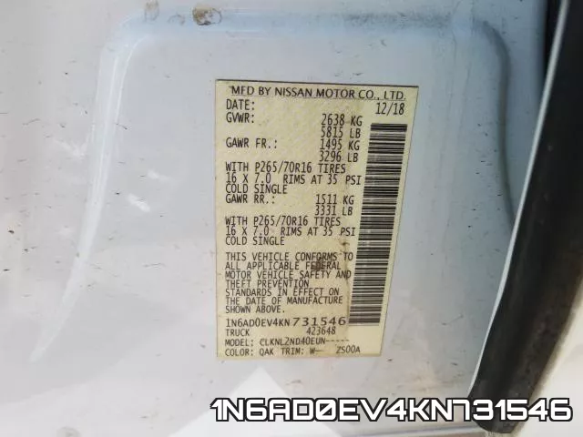1N6AD0EV4KN731546 фото 2