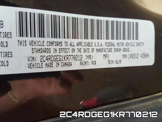 2C4RDGEG1KR770212 фото 2