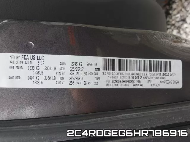 2C4RDGEG6HR786916 фото 2