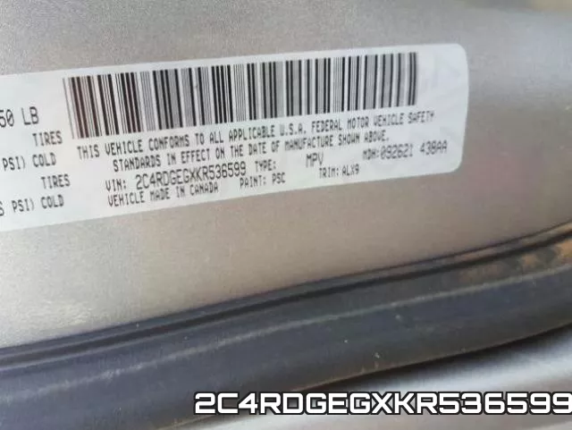 2C4RDGEGXKR536599 фото 2