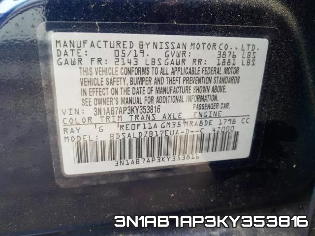3N1AB7AP3KY353816 фото 2