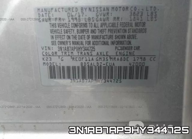 3N1AB7AP9HY344725 фото 9