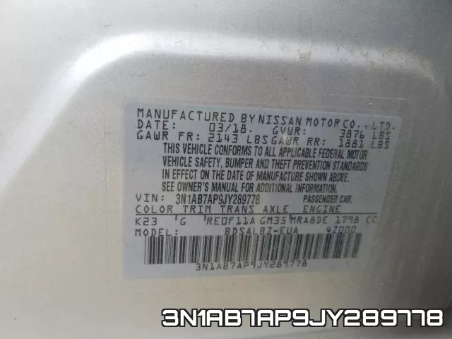 3N1AB7AP9JY289778 фото 2