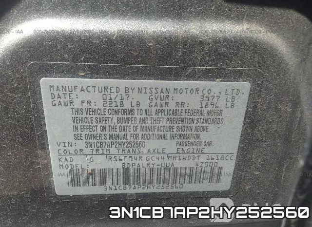 3N1CB7AP2HY252560 фото 10
