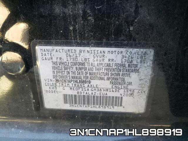 3N1CN7AP1HL898919 фото 2
