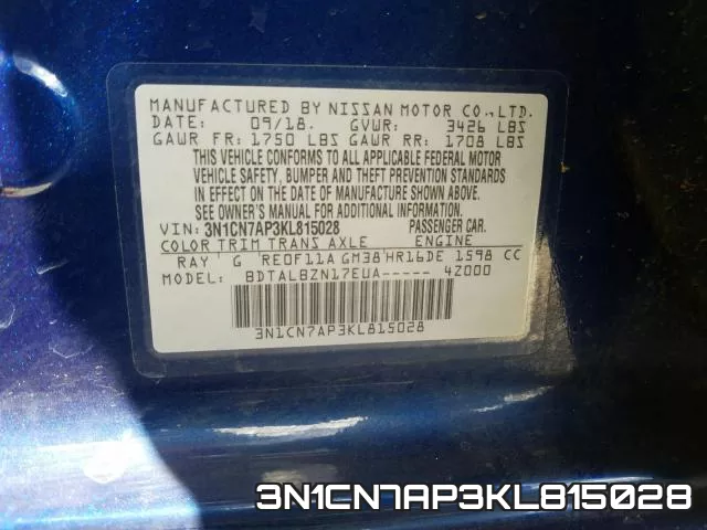3N1CN7AP3KL815028 фото 2