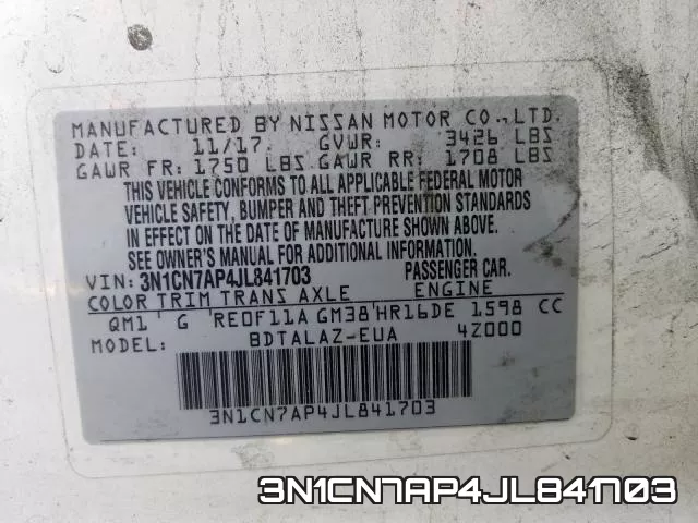 3N1CN7AP4JL841703 фото 2