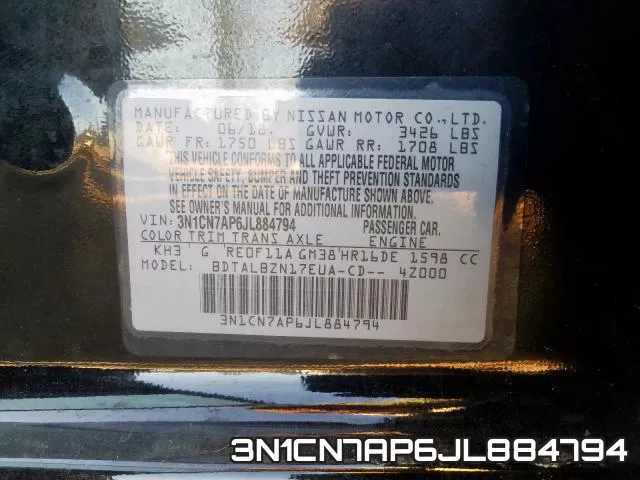 3N1CN7AP6JL884794 фото 2