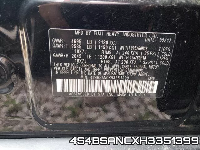4S4BSANCXH3351399 фото 2