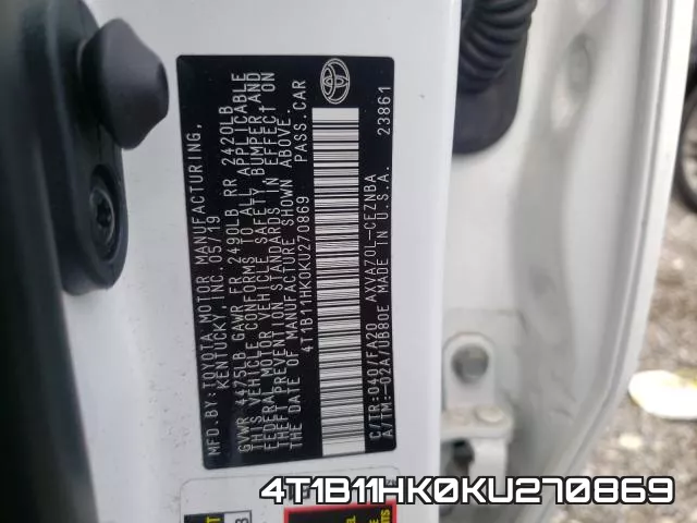 4T1B11HK0KU270869 фото 2