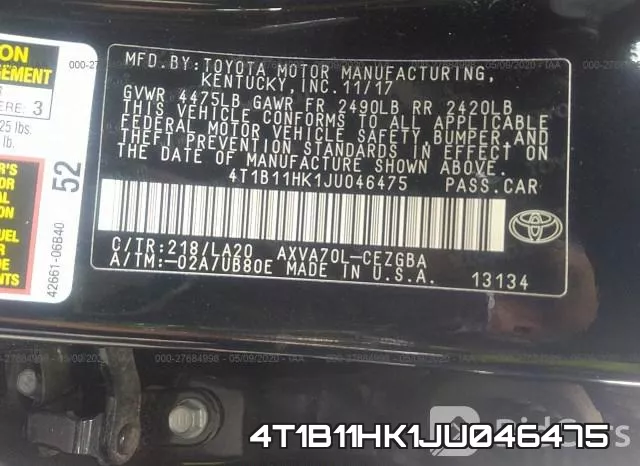 4T1B11HK1JU046475 фото 10