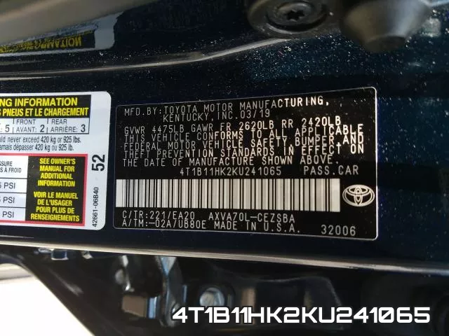 4T1B11HK2KU241065 фото 2