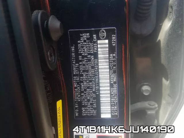 4T1B11HK6JU140190 фото 2