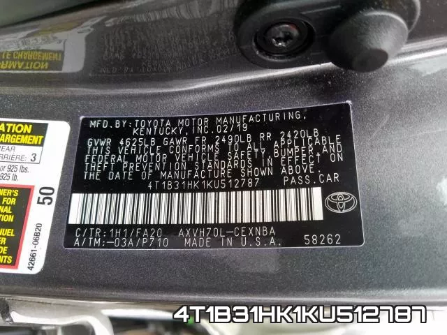 4T1B31HK1KU512787 фото 2