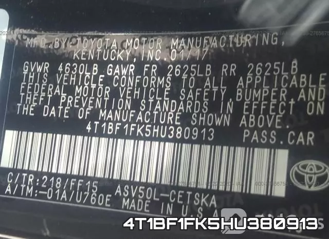 4T1BF1FK5HU380913 фото 10