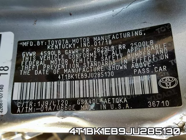 4T1BK1EB9JU285130 фото 2