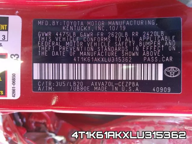 4T1K61AKXLU315362 фото 2