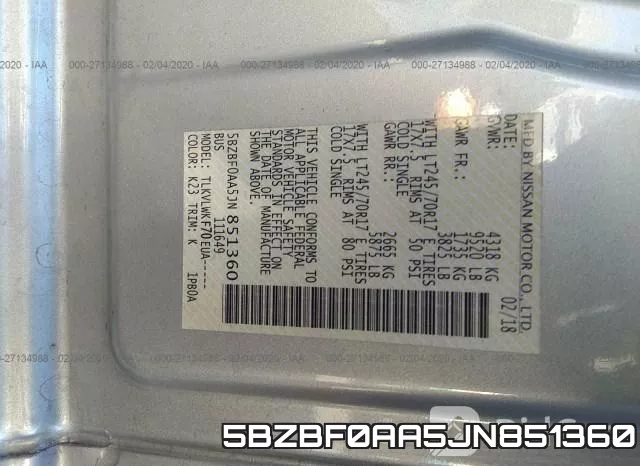 5BZBF0AA5JN851360 фото 10