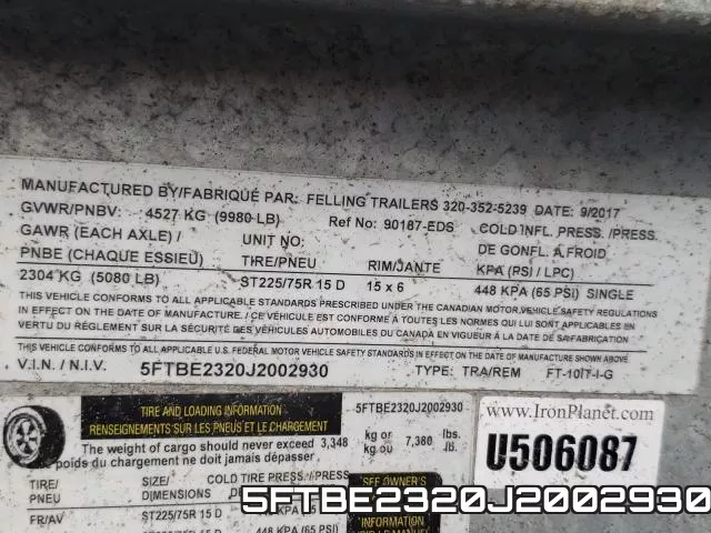 5FTBE2320J2002930 фото 2