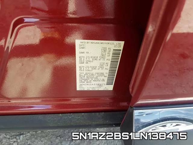5N1AZ2BS1LN138475 фото 2