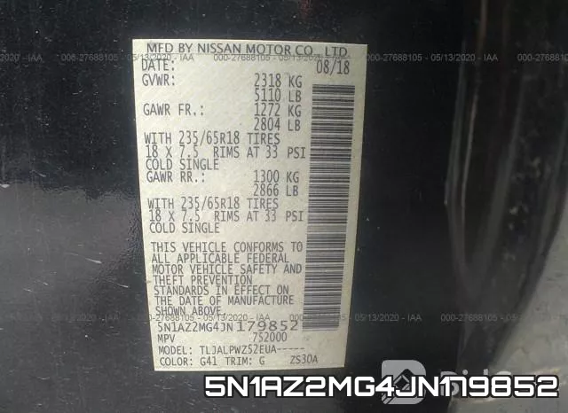 5N1AZ2MG4JN179852 фото 10