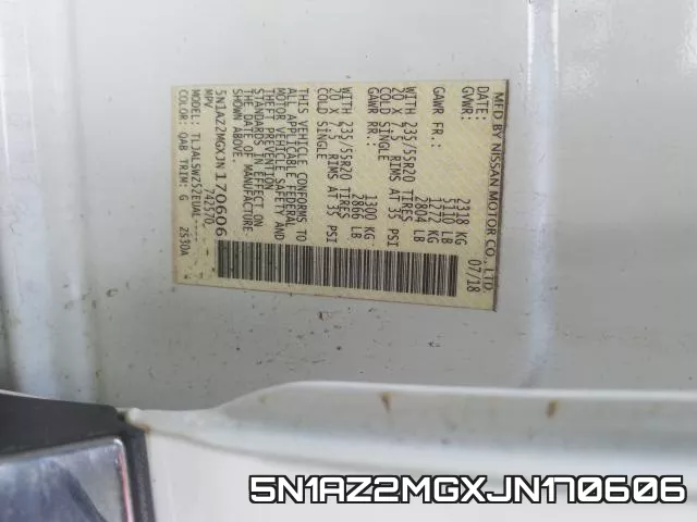 5N1AZ2MGXJN170606 фото 2