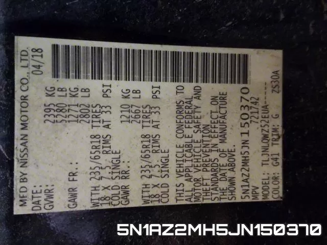 5N1AZ2MH5JN150370 фото 2