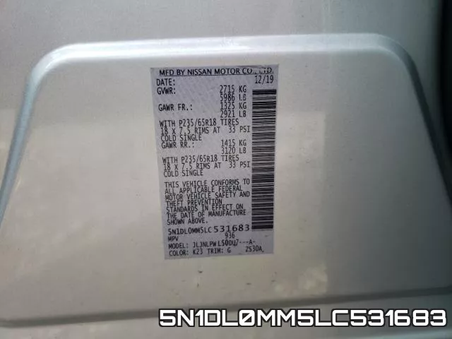 5N1DL0MM5LC531683 фото 2