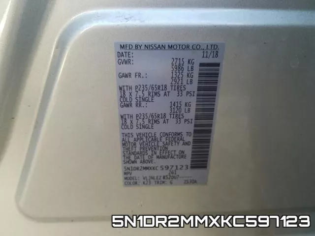 5N1DR2MMXKC597123 фото 2
