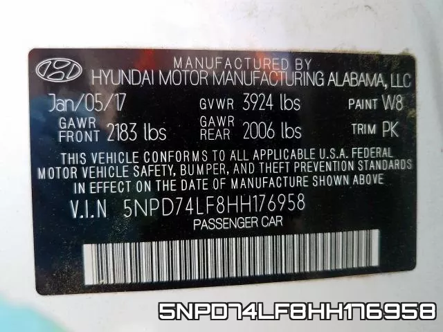 5NPD74LF8HH176958 фото 2