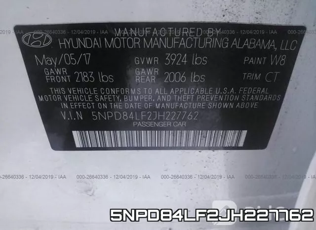 5NPD84LF2JH227762 фото 10