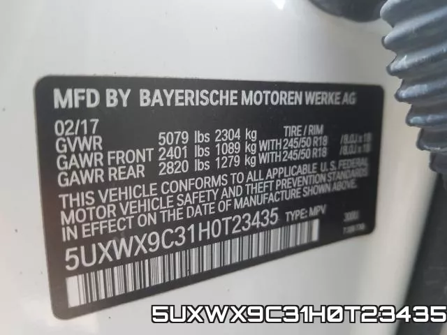 5UXWX9C31H0T23435 фото 2