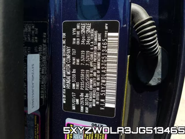 5XYZWDLA3JG513465 фото 2