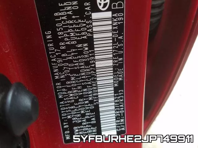 5YFBURHE2JP749911 фото 2