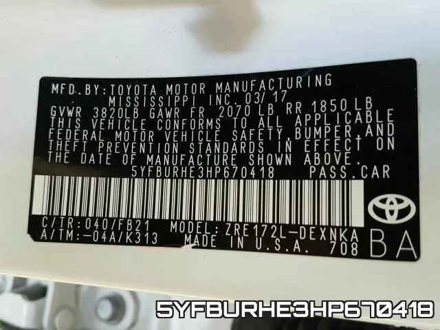 5YFBURHE3HP670418 фото 2