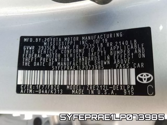 5YFEPRAE1LP073985 фото 2