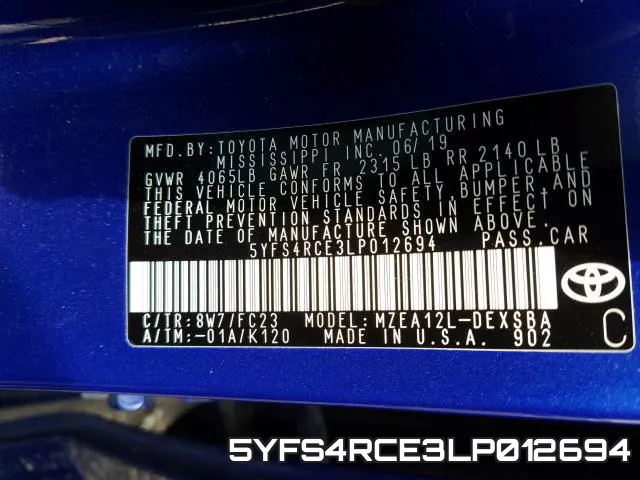 5YFS4RCE3LP012694 фото 2